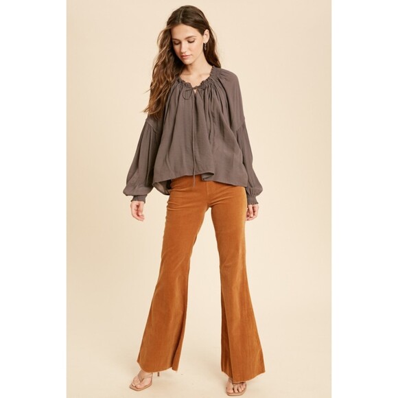 Wishlist drawstring scoop neck blouse relaxed fit size M/L - Picture 12 of 12